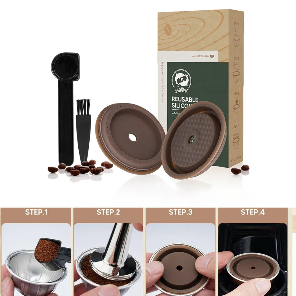 Reusable Vertuo Silicone Cap Lids Refilled Capsules For Capsule Pods Coffee Making Coffee Filter Coffeeware