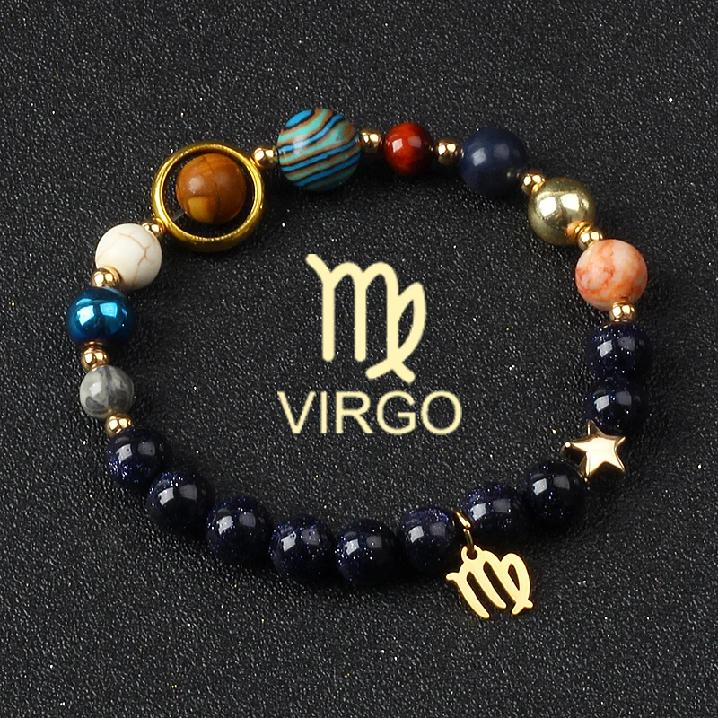 12 Constellation Galaxy Planets Bracelets for Women Women Solar System Zodiac Virgo Cancer Leo Libra Charm Bracelet Jewelry Gift