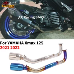 Motorcycle Exhaust Systems Slip On For YAMAHA Xmax 125 X MAX125 2021 2022 Modified Stainless steel Front Link Pipe H2O Sensor