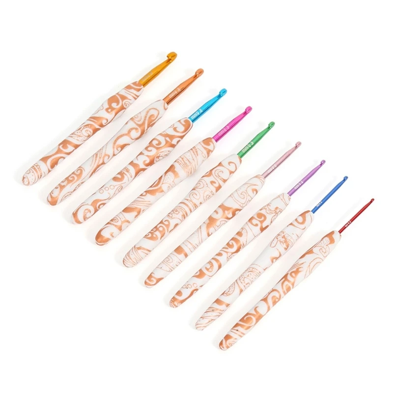 9Pcs Ergonomic Crochet Hook for Beginner Experienced Hobbyist 2mm-6mm Ergonomic Crochet Needle for Sweater Scarf Hat