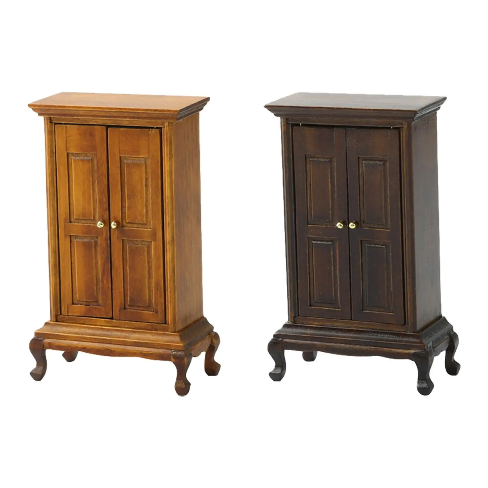 Armario de doble puerta para casa de muñecas, armario en miniatura, miniatura simulada, 1/16