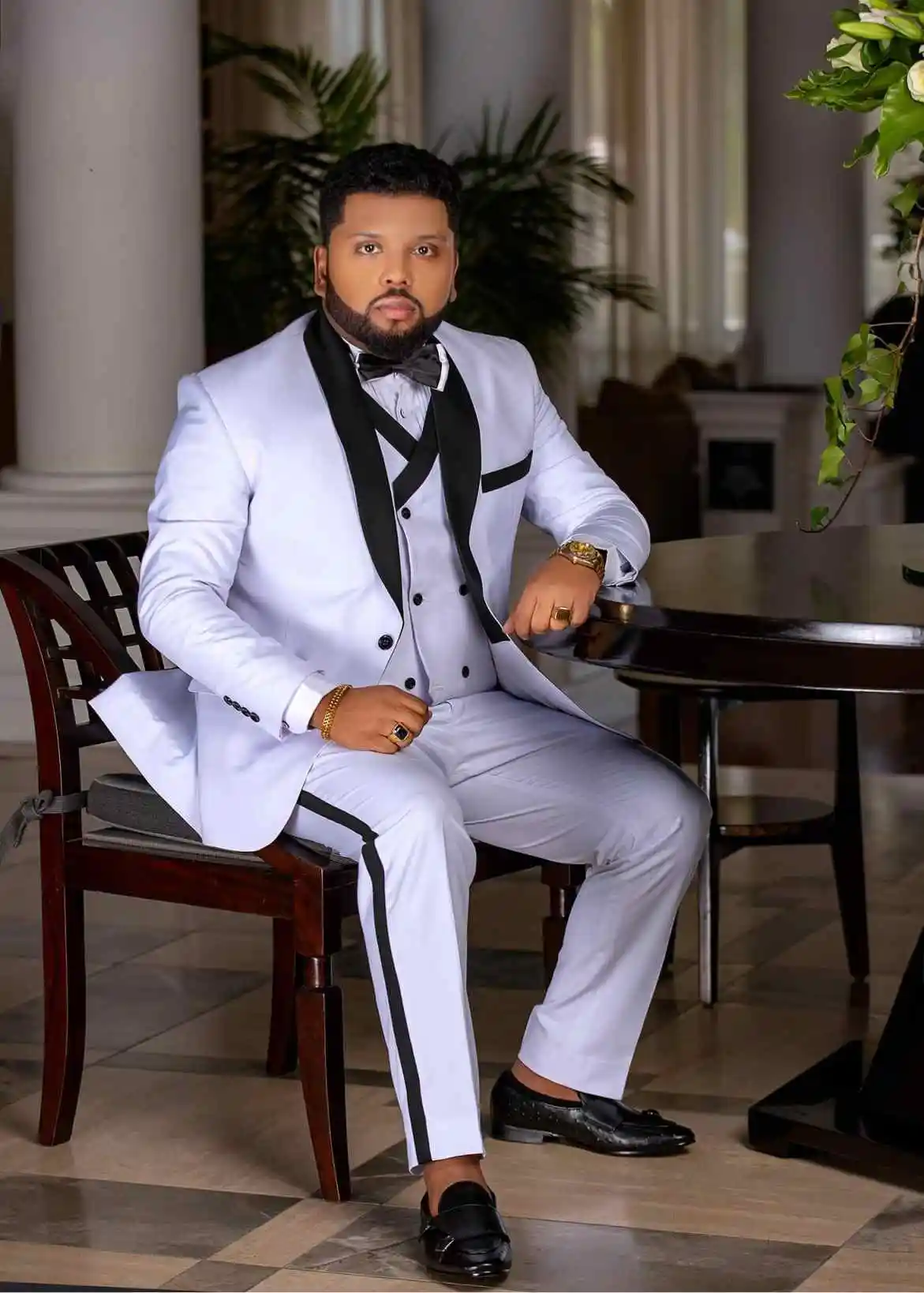 Esmoquin de boda para hombre de 3 piezas, chal de talla grande con solapa, pantalones para fiesta de cumpleaños y novio, trajes personalizados