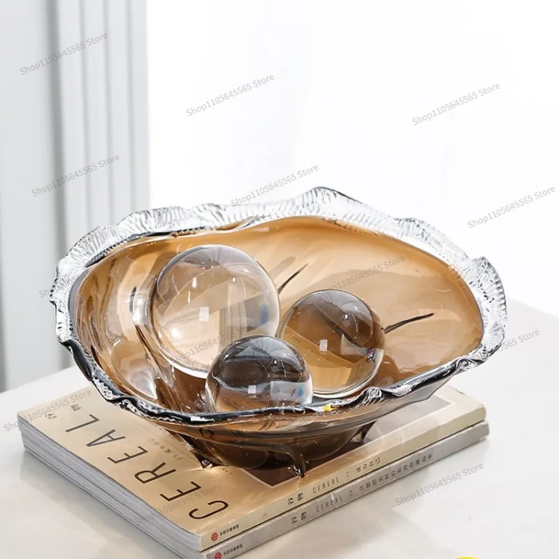 For Handmade high-end glass coffee colored fruit tray, living room tea table, meal snacks, dried fruit storage tray