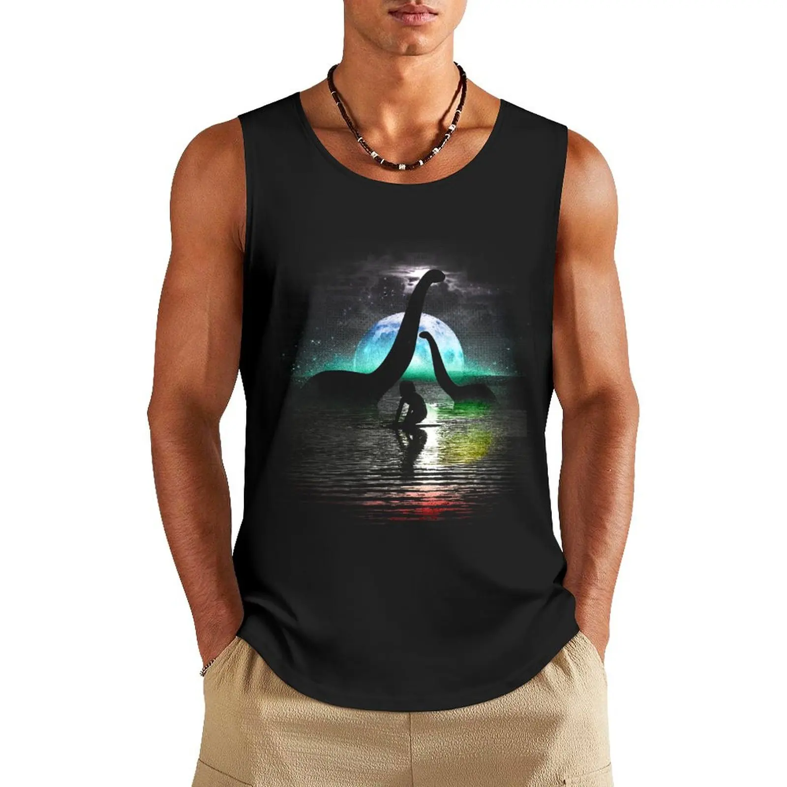 

Night Swimming Tank Top Men's gym clothing men Men's cotton t-shirt Short sleeve