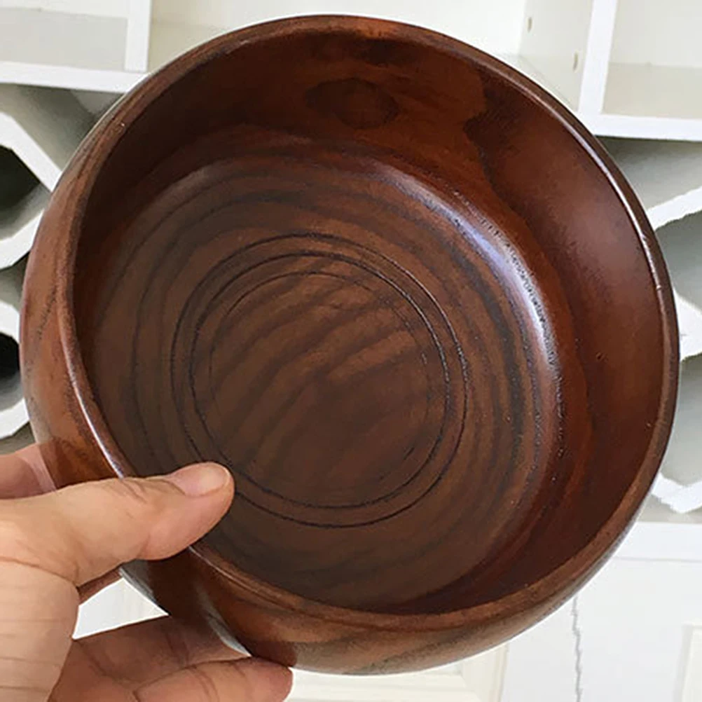 

1 pc Wooden Salad Bowl Round Food Serving Bowl Dessert Container Soup Storage Holder for Party Wedding Home Kitchenware Set