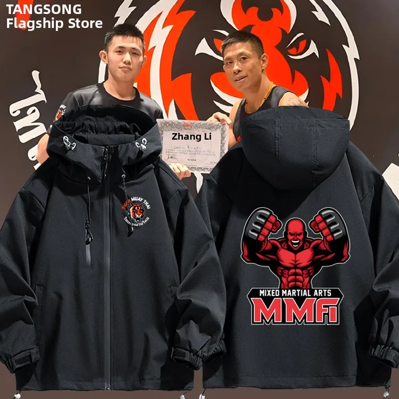 

Мужская куртка для смешанных единоборств (MMA) в американском стиле, ветрозащитная, из полиэфирного волокна, с длинными рукавами, капюшоном и карманами