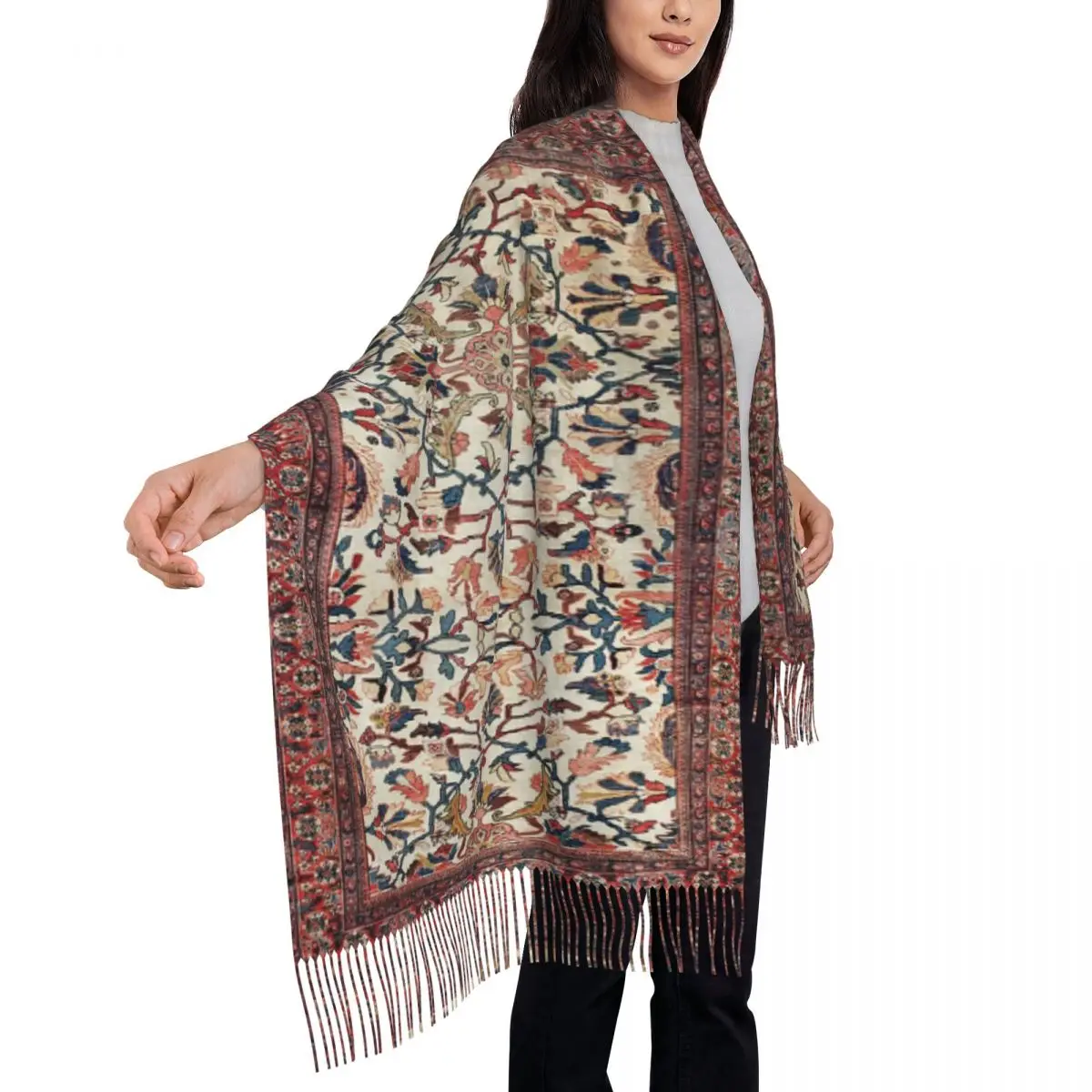 Mahal West персидский шарф с принтом ковер, шарфы с кисточками, женские мягкие теплые шали и накидки, большая осенне-зимняя шаль