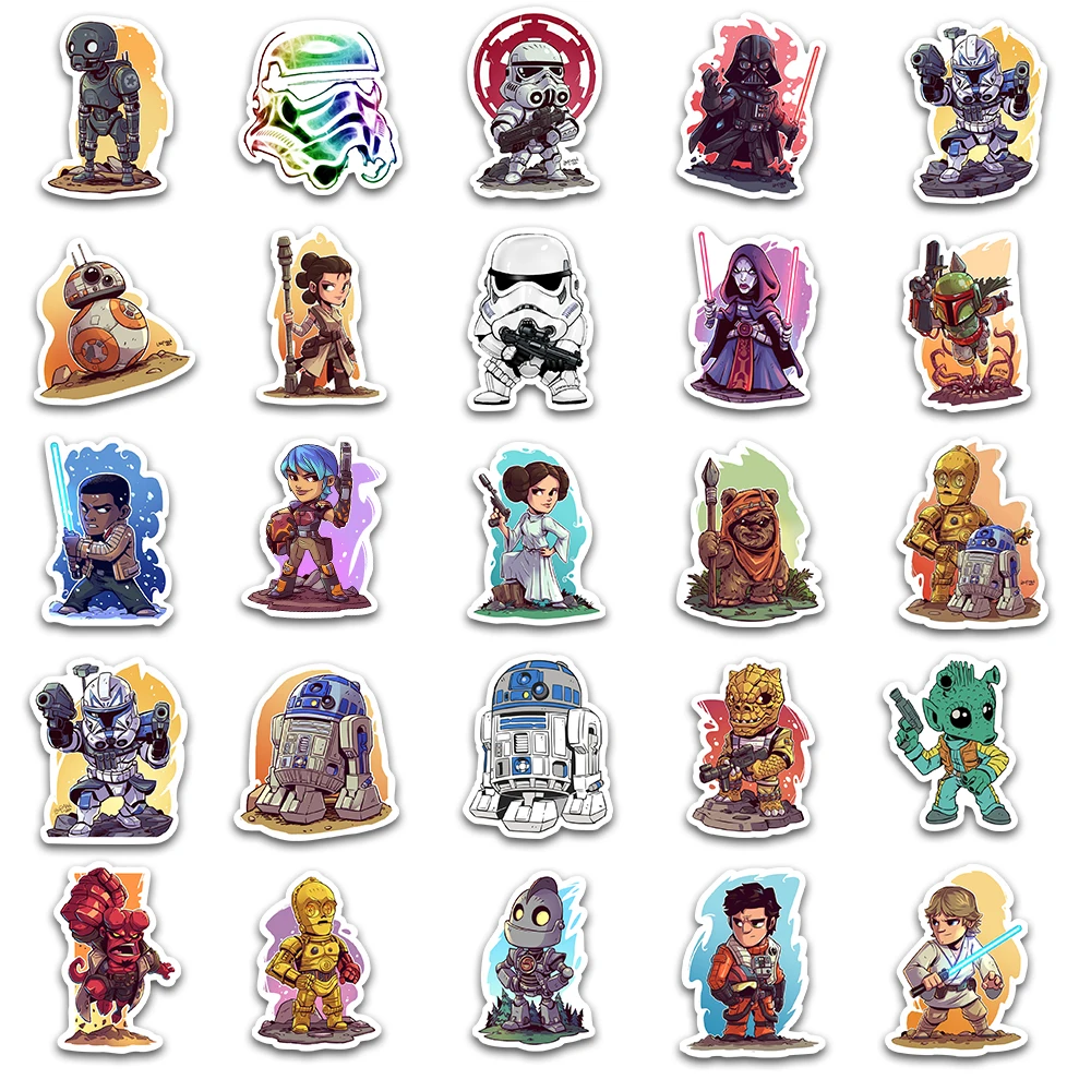 50Pcs Star War Stickers Waterproof Vinyl Stickers for Water Bottle Luggage Bike Car Decal(Fox)s