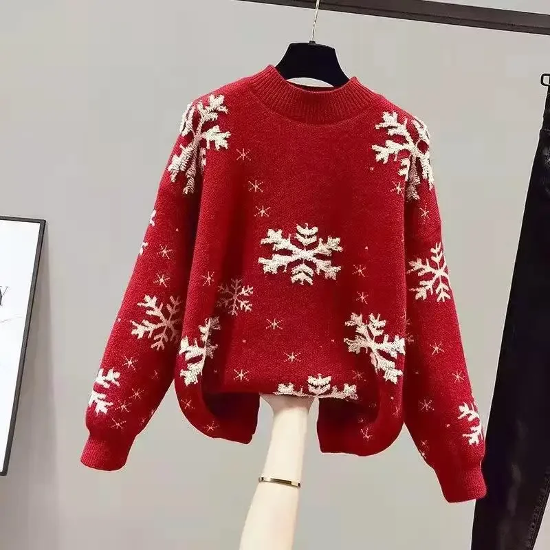

Autumn Winter New Style Base Shirt Student Fashion Trendy Outerwear Starry Sky Thickened Long Loose Women's Pullover Sweater