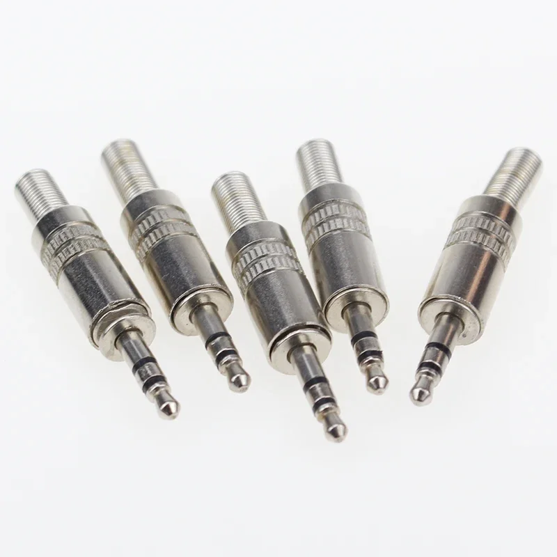 5 pcs 3.5mm 3-Pole Stereo Metal Plug Connector 3.5 Plug & Jack Adapter With Soldering Wire Terminals 3.5mm Stereo Plug