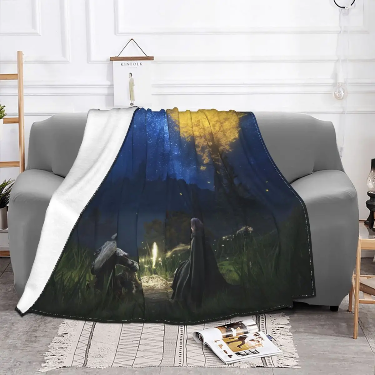 Eldenn Game Flannel Throw Blanket Vagabond Hero Warrior Prisoner Blankets for Bedding Travel Super Soft Bedroom Quilt