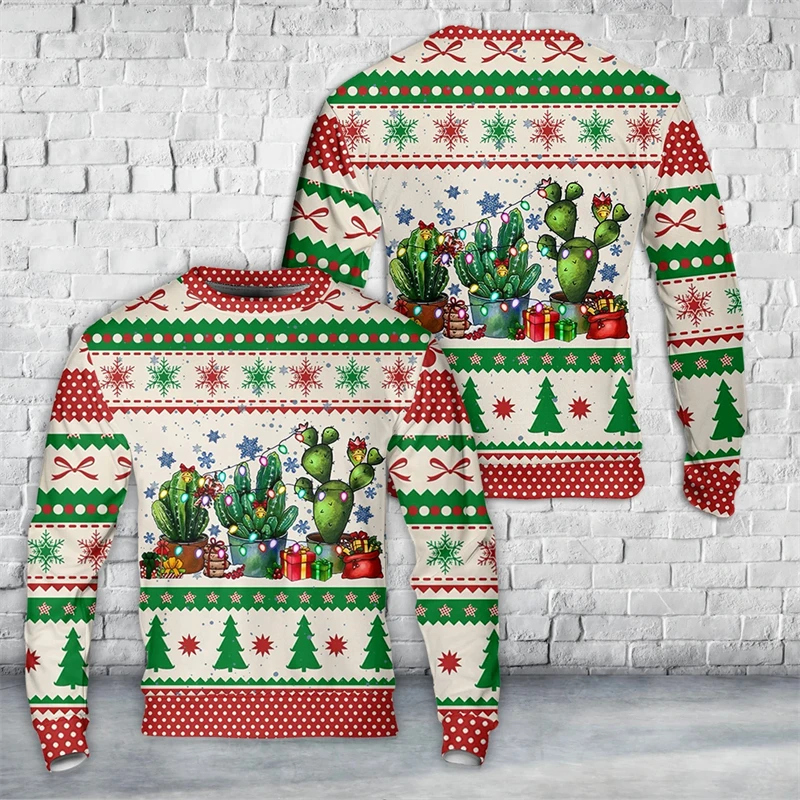 Christmas Ugly Graphic Sweatshirts For Men Clothes Fashion Design 3D Print Boy Pullovers Women Long Sleeve Y2k Tops Sweater