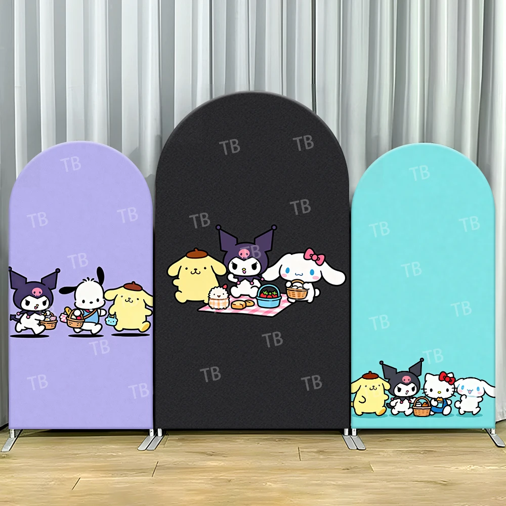 

Sanrio Kuromi Picnic Style Arch Backdrop Cover Kawaii Decor Photo Booth Prop for Kids' Party Decoration