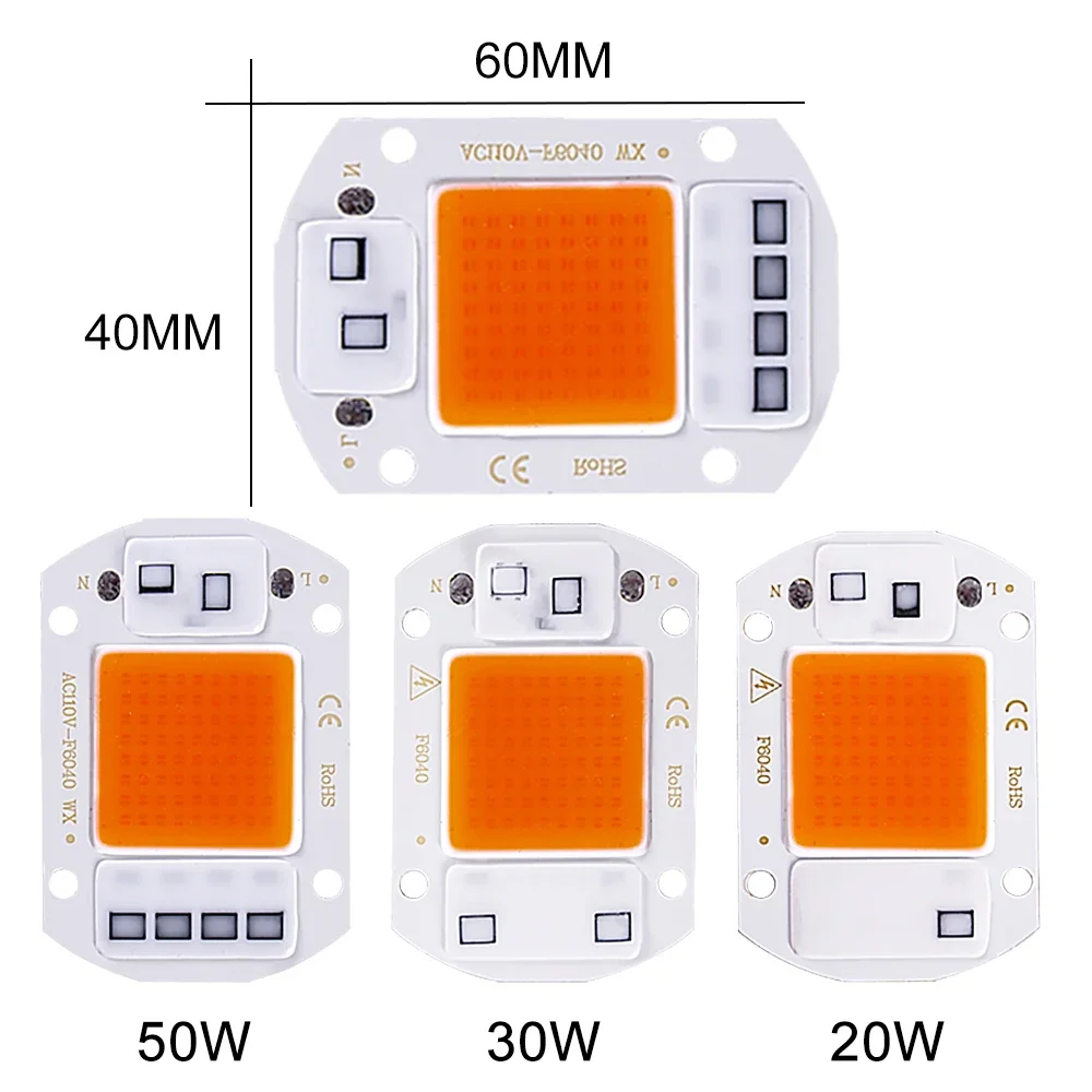 AC220V COB LED خرزة مصباح رقاقة الذكية IC لا حاجة سائق 10 واط 20 واط 30 واط 50 واط COB وحدة DIY بها بنفسك نمو النبات ضوء LED كشاف ضوء لمبة