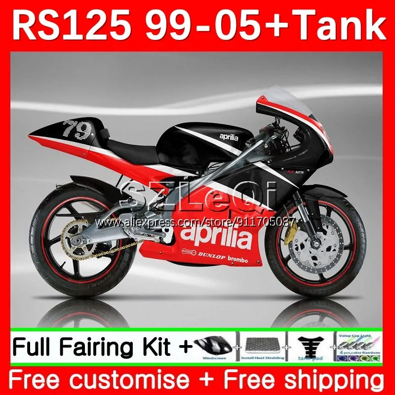 RS125R For Aprilia RS 125 R RR RS4 RS125 99 00 01 02 03 04 05 Red black 7No.8 RS-125 1999 2000 2001 2002 2003 2005 Fairings