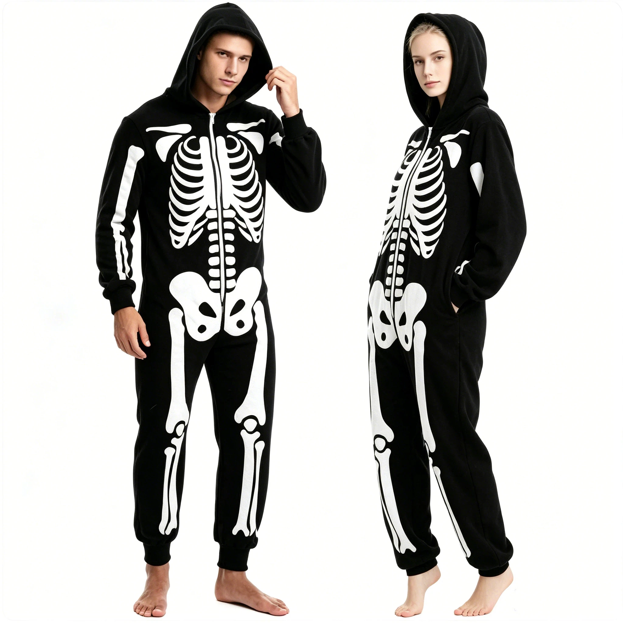 Combinaison Squelette à Capuche – Déguisement Couple – photo 3