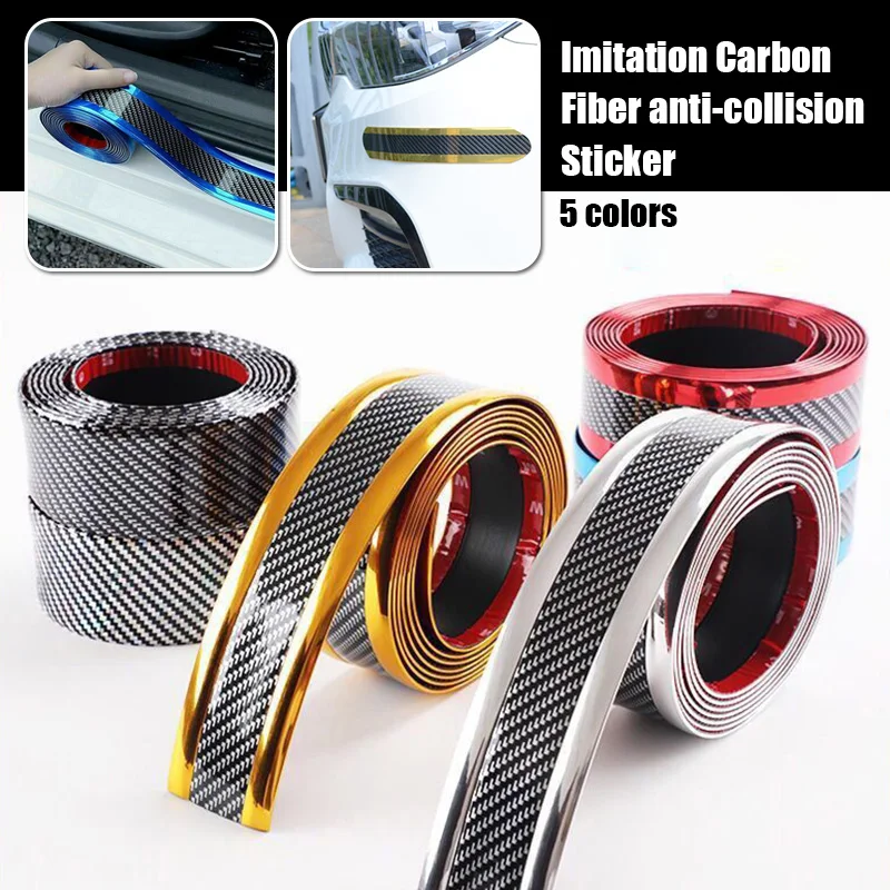 

1M Car Bumper Strip Door Sill Protector 3/5/7cm Auto Carbon Fiber Anti Scratch Scuff Cover Sticker Modification Car Accessories
