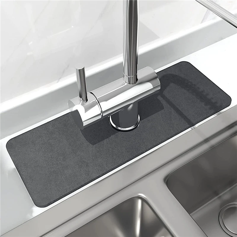 Faucet Absorbent Mat Sink Splash Guard Pad Diatom Faucet Splash Catcher Countertop Protector Cleaning Tool For Kitchen Bathroom