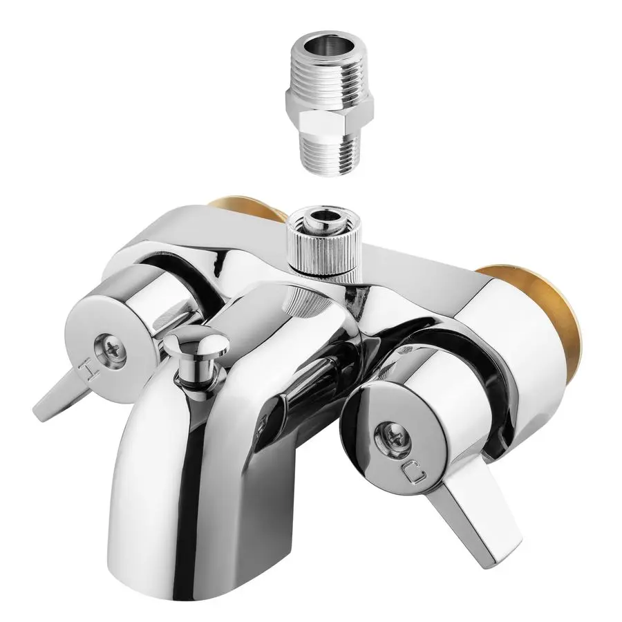 

Clawfoot Tub Shower Diverter Kit, 3 3 8 Centers, Vintage Bathtub Faucet, MIP Inlet, Shower Riser Outlet, Chrome