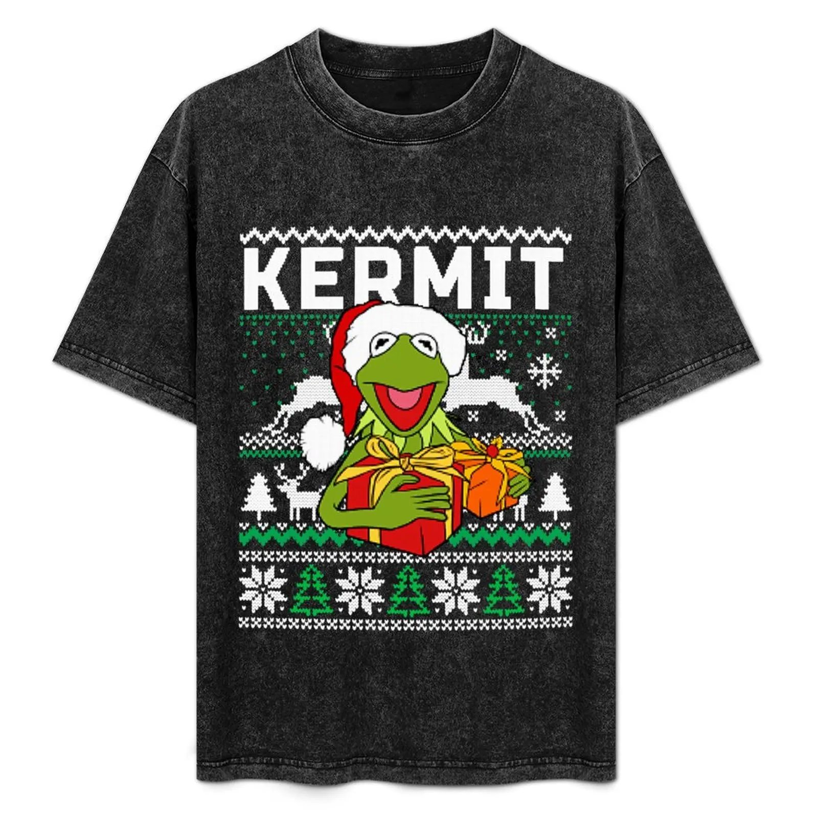 

K ermit Christmas Ugly sweater T-Shirt cotton t shirts man 100% anime tshirt T-Shirt