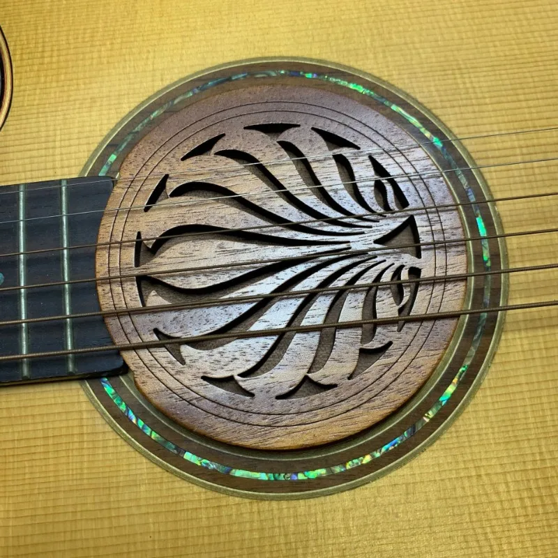 Madeira Sound Hole Cover para Acústico Folk Guitar, Sound Block, Feedback Buffer, madeira de mogno, 40 \