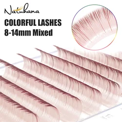 NATUHANA Colored Individual Lashes Faux Eyelash Extensions 0.07mm 8-14mm C/D curl Mix Length False Lashes Eyelash Makeup