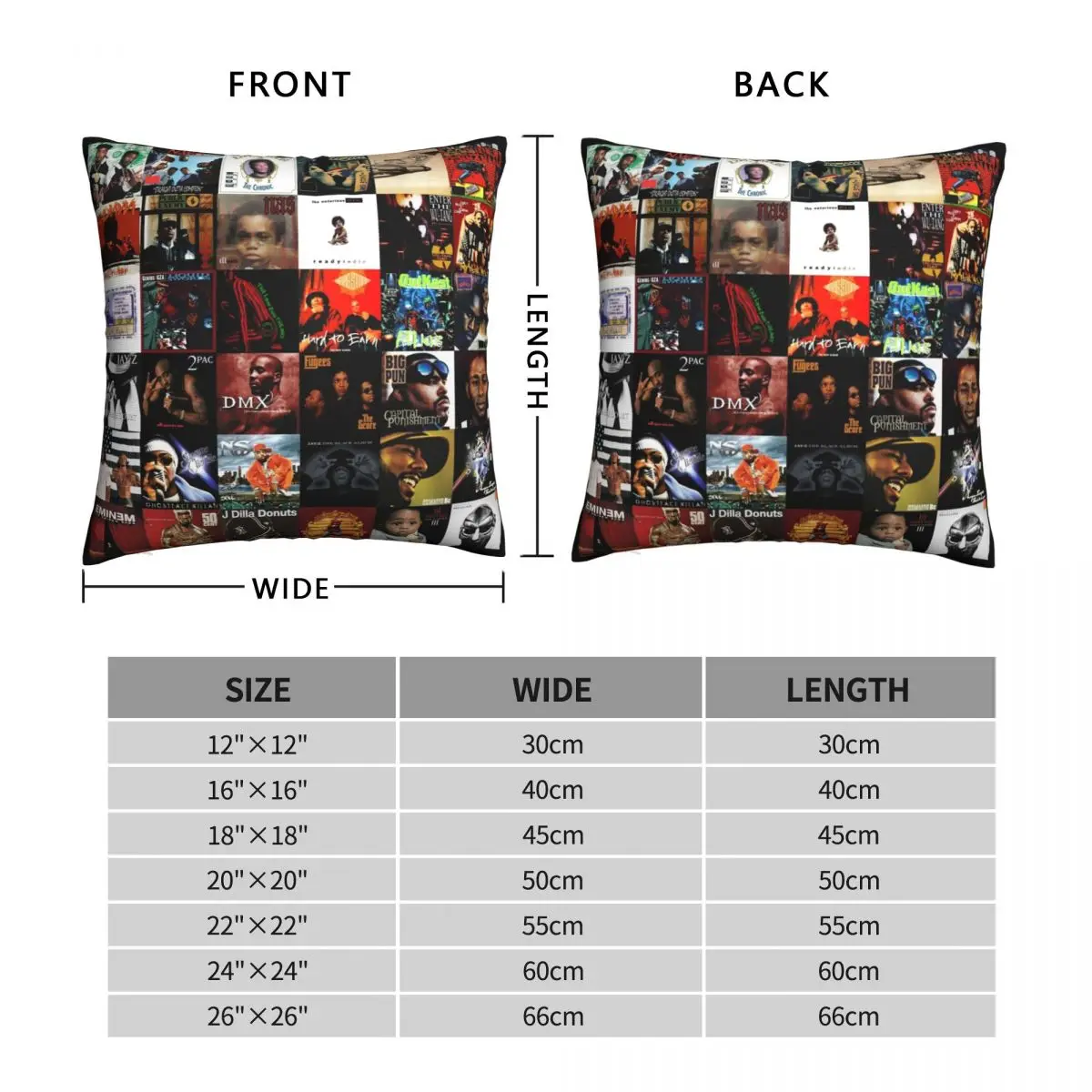 HIP HOP HISTORY Square Pillowcase Polyester Linen Velvet Printed Zip Decor Sofa Cushion Cover