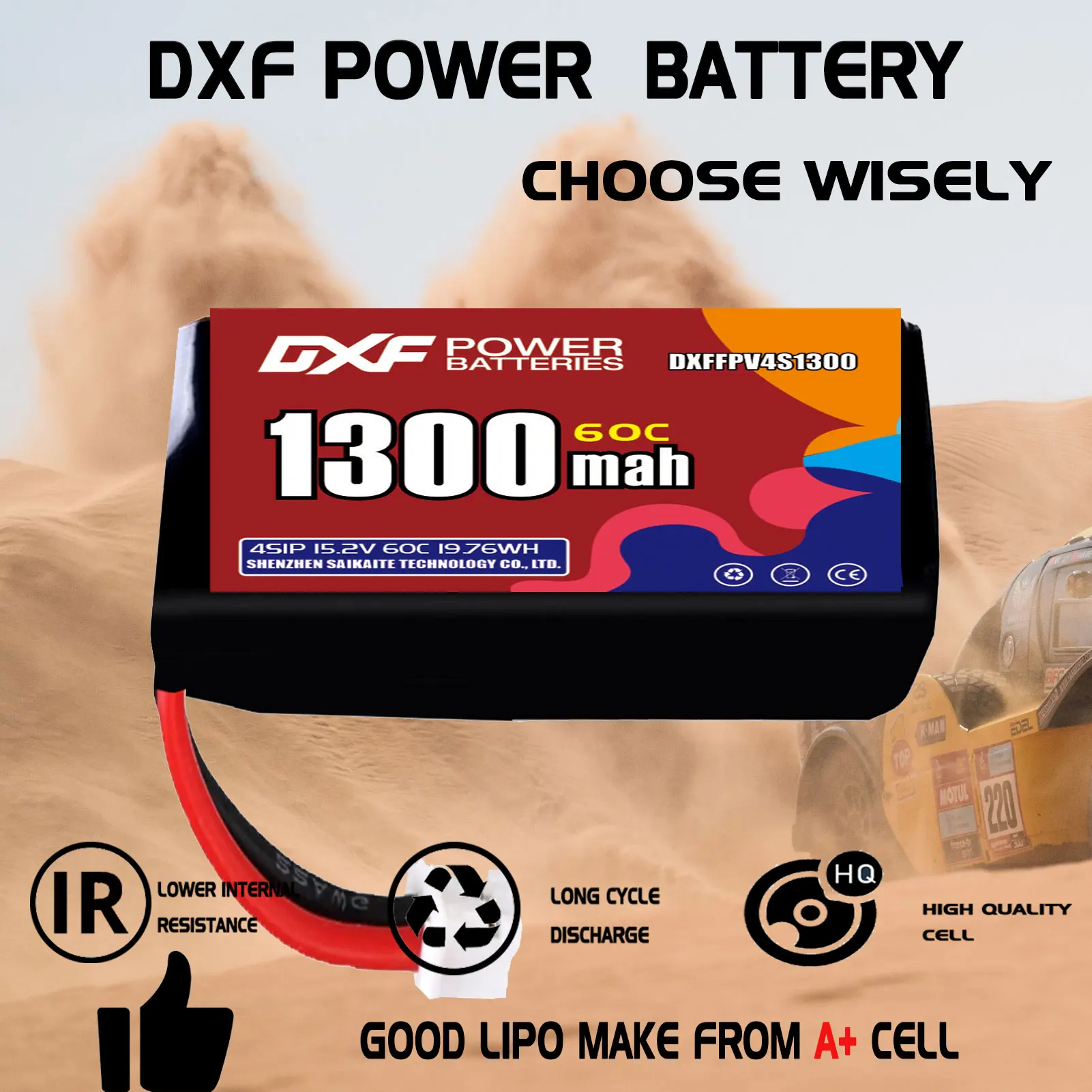 DXF Lipo 4S Battery 15.2V 1300mAh 60C with XT30 XT60 JST Plug for Quadcopter Helicopter Drone Airplane FPV