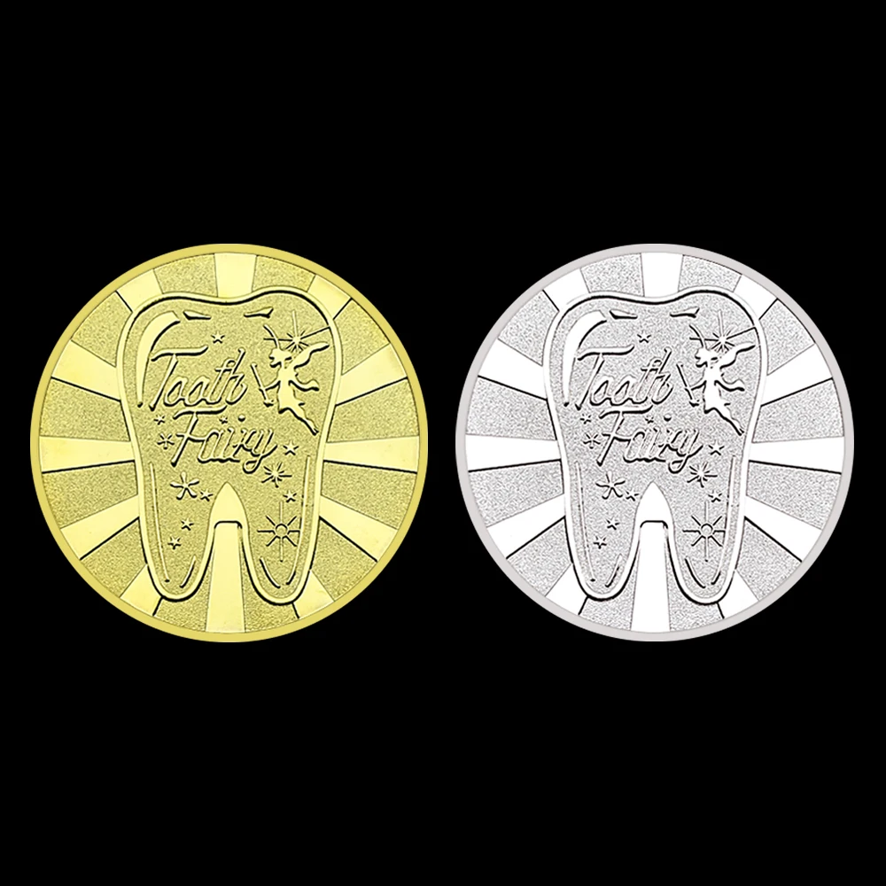 Twinkle The Tooth Fairy Teeth Exchange Gold/Silver Coin Children's Gift Medal Collectibles Metal Art Crafts Ornaments