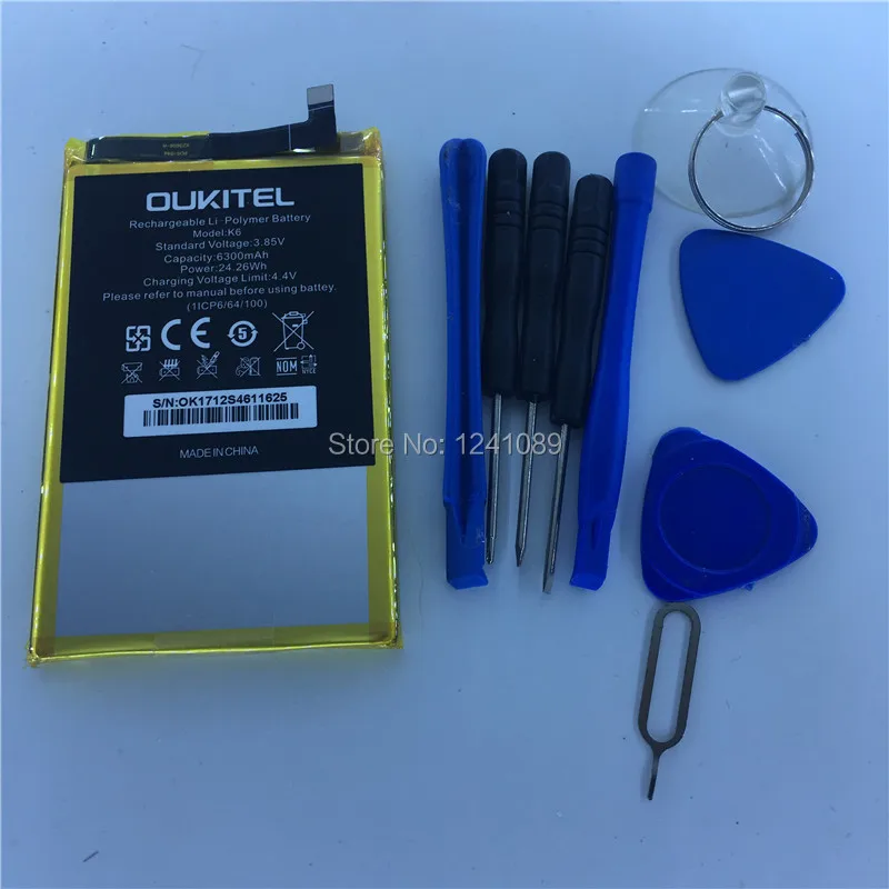 

Mobile phone battery for OUKITEL K6 battery 6300mAh Long standby time Gift dismantling tool for OUKITEL K6 Mobile Accessories