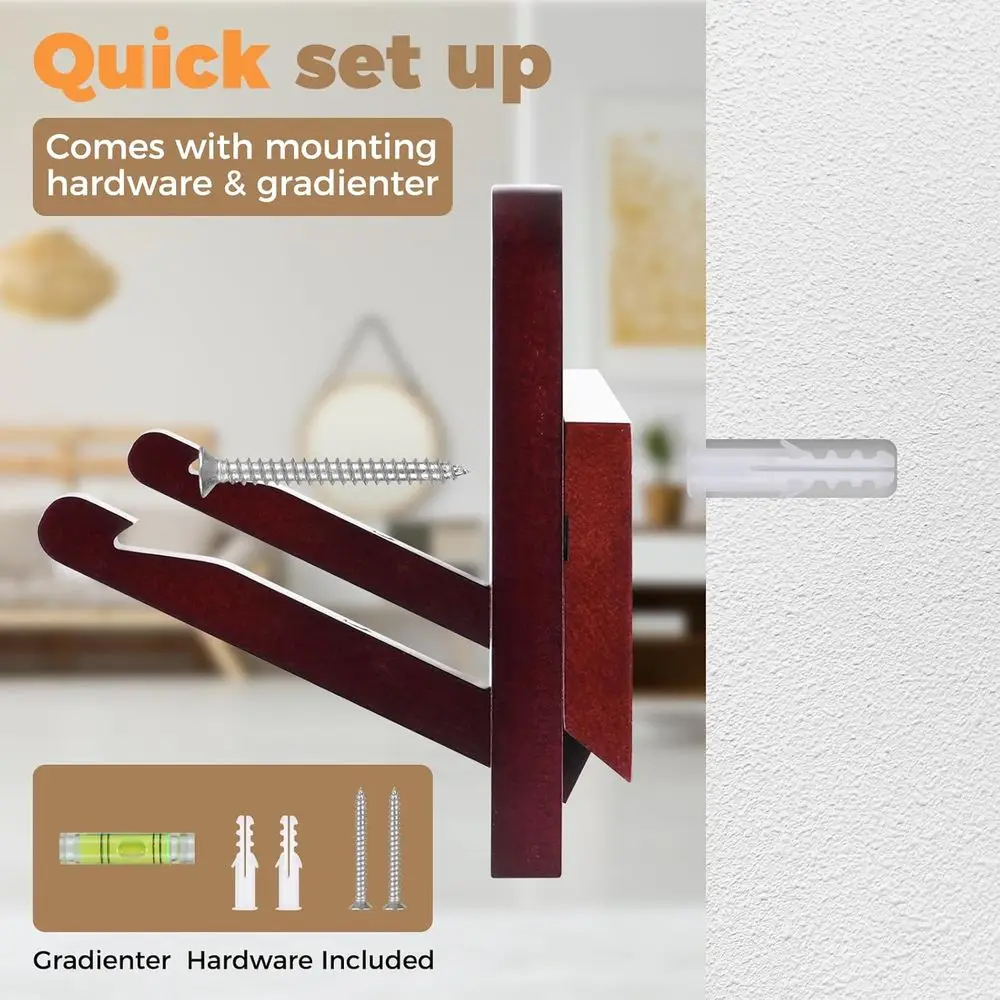 عبوة مزدوجة من رفوف المعاطف المثبتة على الحائط من خشب الزان الصلب مع 4 خطافات مضادة للانزلاق لديكور المنزل والتخزين