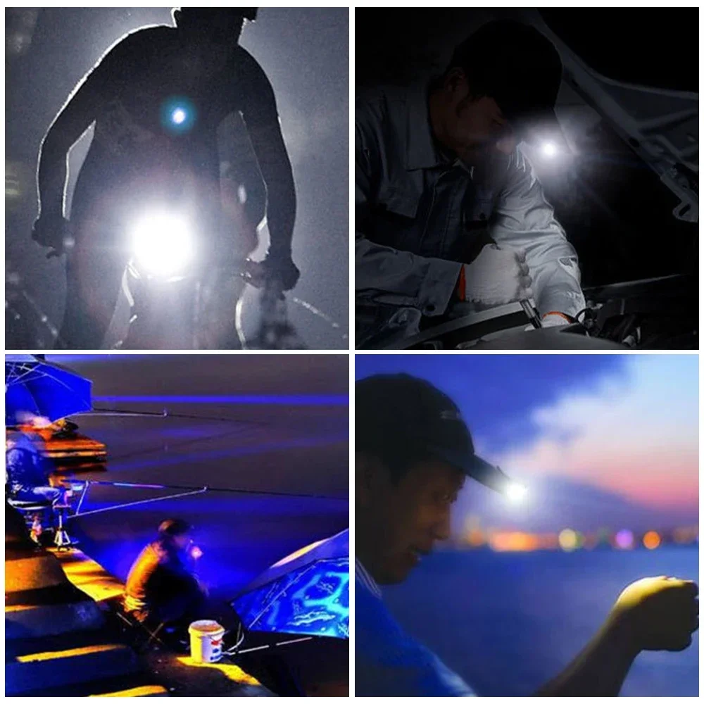 LED Sensor Headlamp Cap Clip Light Rechargeable Hat Headlight Long Battery Life Waterproof Riding Fishing Hunting Repair Lantern