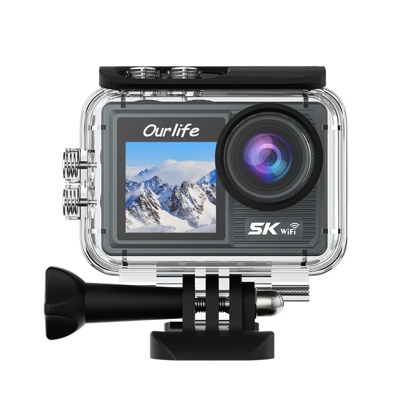 AliExpress Ourlife 5K Action Camera 4K60FPS 50MP Dual IPS LCD EIS WiFi 170° DVR 30M Waterproof 5X Zoom Action Cam Bicycle Sport Camera