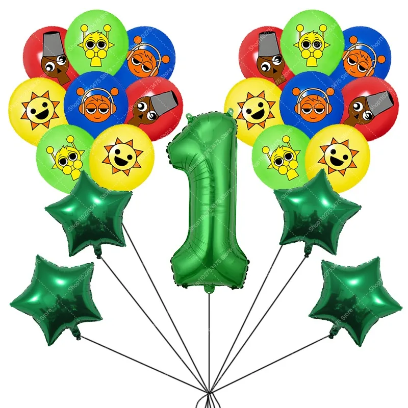 21PCS Sprunki Balloon Set Cartoon Cute Birthday Party Supplies Balloons Anime Home Decor Home Yard Baby Shower Decoration Gifts