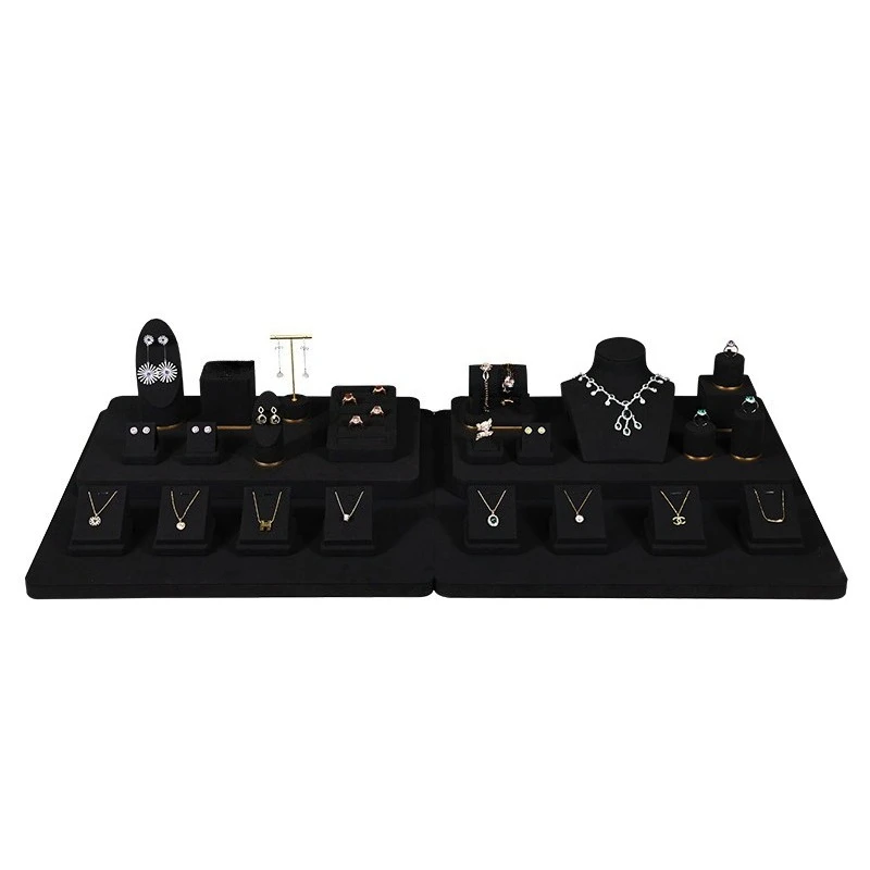 

High-end faux-skin jewelry display props, counter jewelry display rack set, necklace, ring, bracelet, and earrings display stand