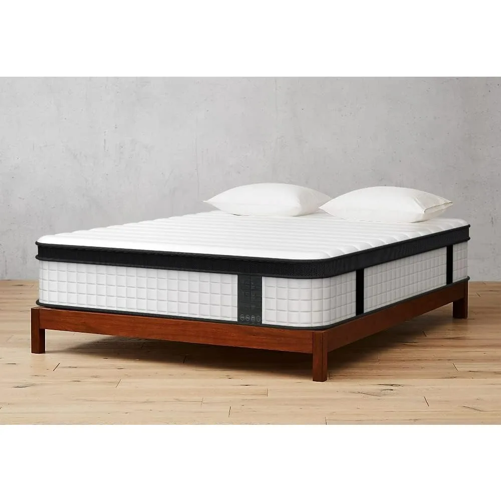 Mattress, Hybrid Innerspring Double Mattress Cool Bed with Soft Knitted Fabric Cover, Stronger Edge Support, Breathable