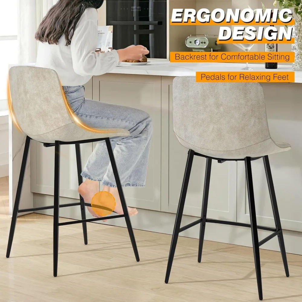 600 lbs Counter Height Bar Stools Set of 3,24 Inch Barstools with Back, Bar Chairs with Metal Legs for Kitchen Island,Party Room