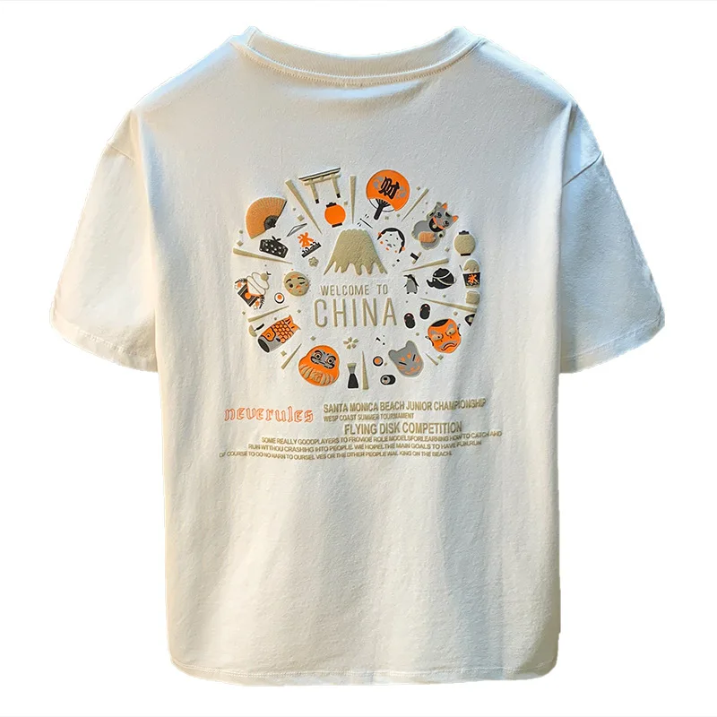 Chinese style printed short sleeved T-shirt for men's summer new half sleeved trendy top thin casual men's clothing