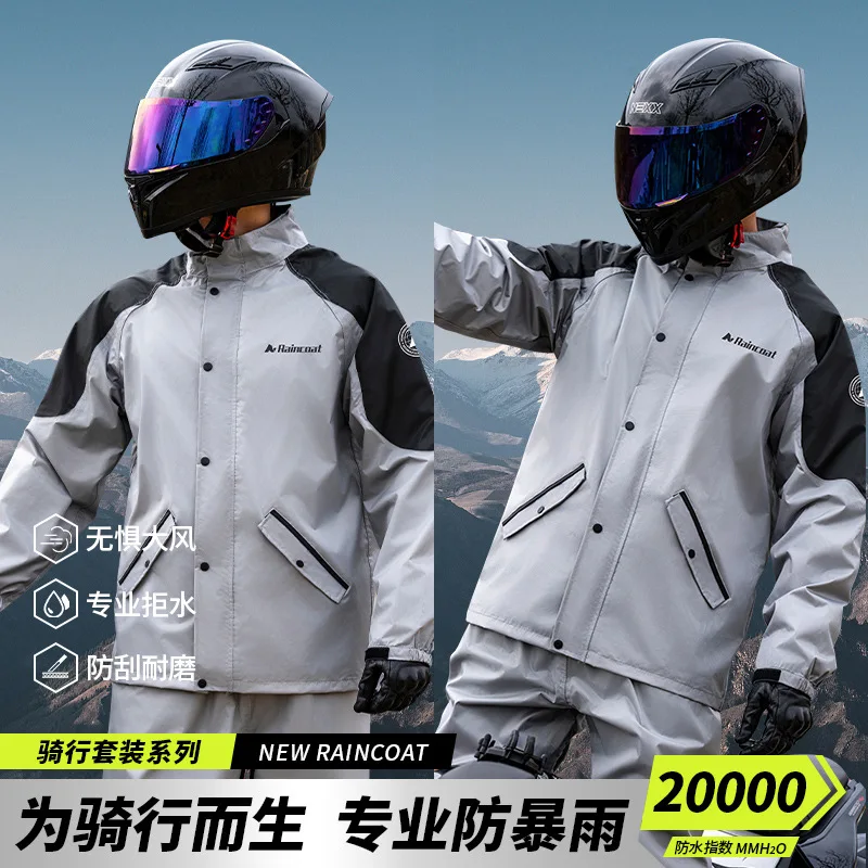 Waterproof Motorcycle Rain Suit 1Piece Riding Gear Set for Men Women Heavy Duty Anti-Rain Jacket & Pants for Outdoor Bike Bikers
