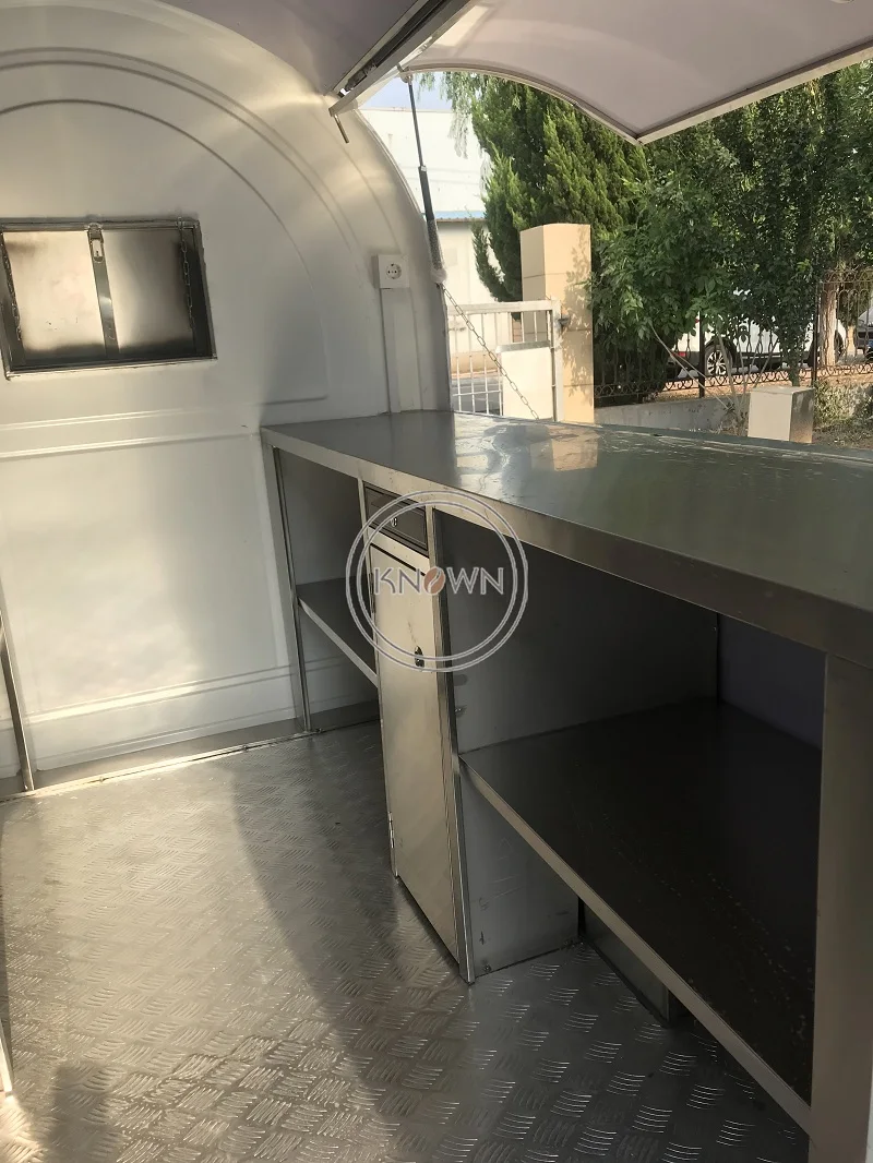 Rimorchio per gelato trainabile per congelatore Churros Snack Carrello per alimenti commerciale con spedizione gratuita via mare