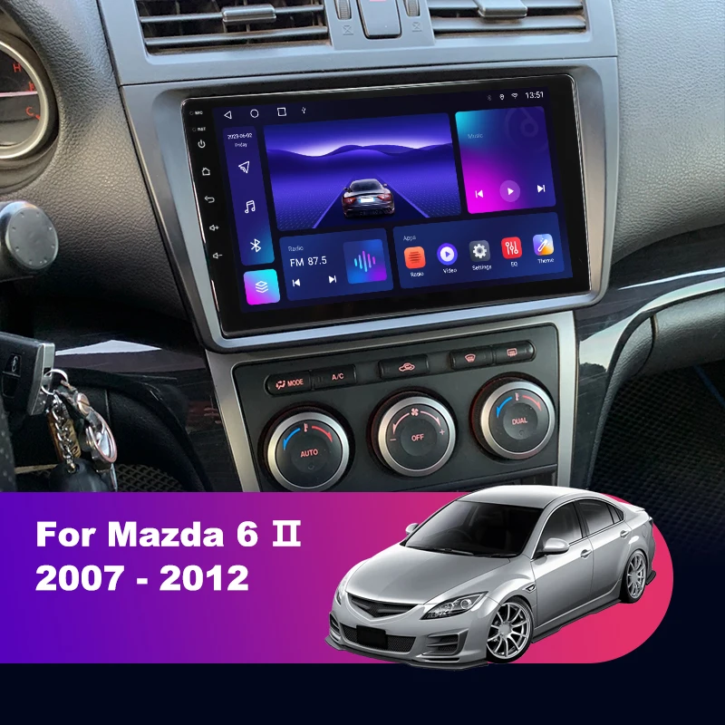 

Для Mazda 6 Ⅱ GH 2007 - 2012 Android 12 автомобильное радио интеллектуальная система мультимедийный видеоплеер головное устройство навигация GPS 4G стерео