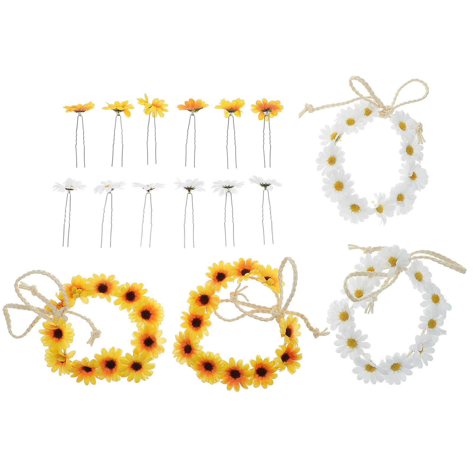 

Набор из 16 предметов: повязка на голову и заколки для волос с подсолнухами для невесты, для свадебной фотосессии, для беременных, для повседневного ношения, стильная цветочная повязка на голову