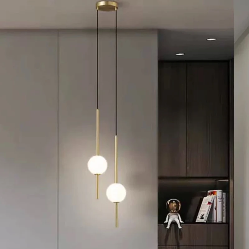 Nordic High-end Bedside Chandelier Simple  Modern Master Bedroom Cable Light TV Background Wall Counter Long Line Fish LED