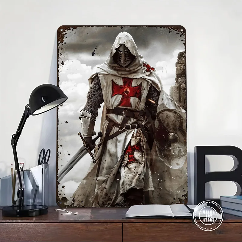 ملصق معدني من Templer Knight علامات معدنية لتزيين جدران ديكورات غرفة النوم علامة قصدير مخصصة لتزيين المنزل وديكور المكتب
