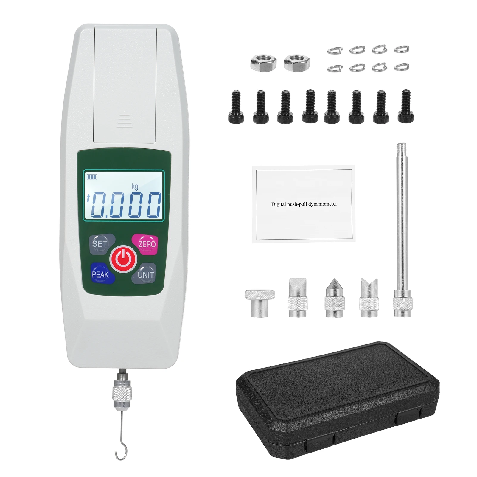 Digital Force Gauge 500N/50kg/110lb/1800oz Push and Pull Tester Meter Mini Dynamometer with 4 Measurement N Kg Lb Oz Backlight