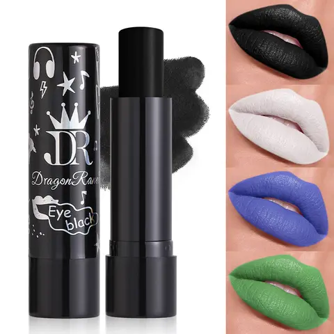 12 Colors Waterproof Velvet Matte Black White Lipstick Lasting Pigment blue Green Purple Lipstick Christmas Halloween Lip Makeup