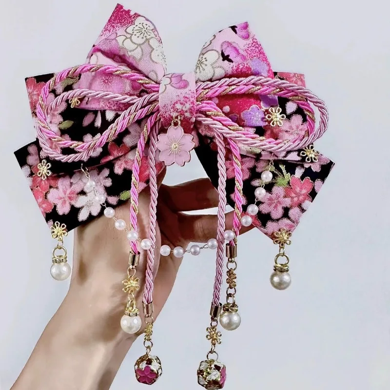 

Japanese Kimono Bowknot Tassel Hair Barrettes Kanzashi Kimono Hair Clips Cosplay Hair Accessories Photo Props