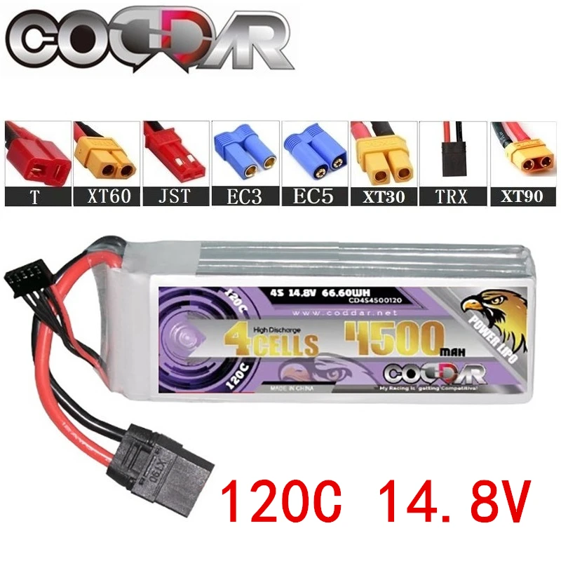 

CODDAR 4500mAh 4S 120C 14.8V Lipo Battery For FPV Freestyle Drone Model Aircraft Ducted Fixed Wing 14.8V Lithium Battery