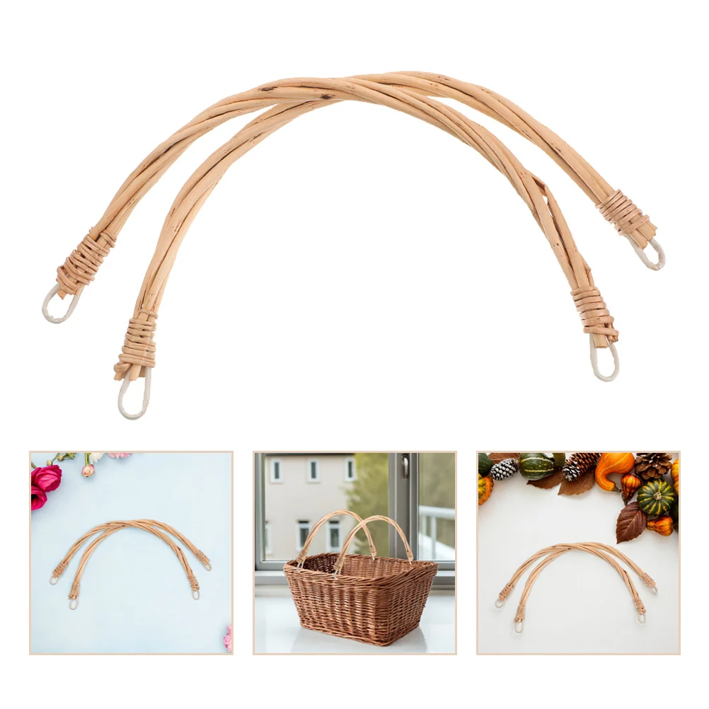 

4Pcs Rattan Picnic Basket Handles Sturdy Replacement Grips for Woven Braided Storage Baskets Comfortable Grip for Outdoor Use