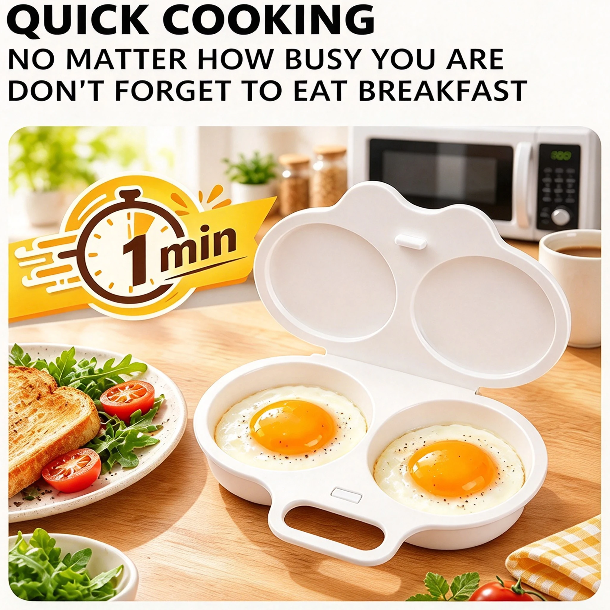 1pc Food Grades Plastic Microwave Egg Cooker Heat Resistant Kitchen Cooking Mold Egg Fryer Easy To Clean Steamed Egg Box
